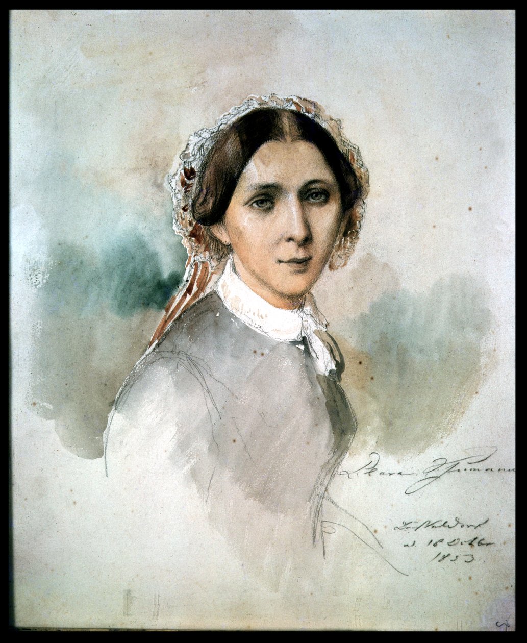 Portret van Clara Schumann (1819-96) 1853 door Jean Joseph Bonaventure Laurens