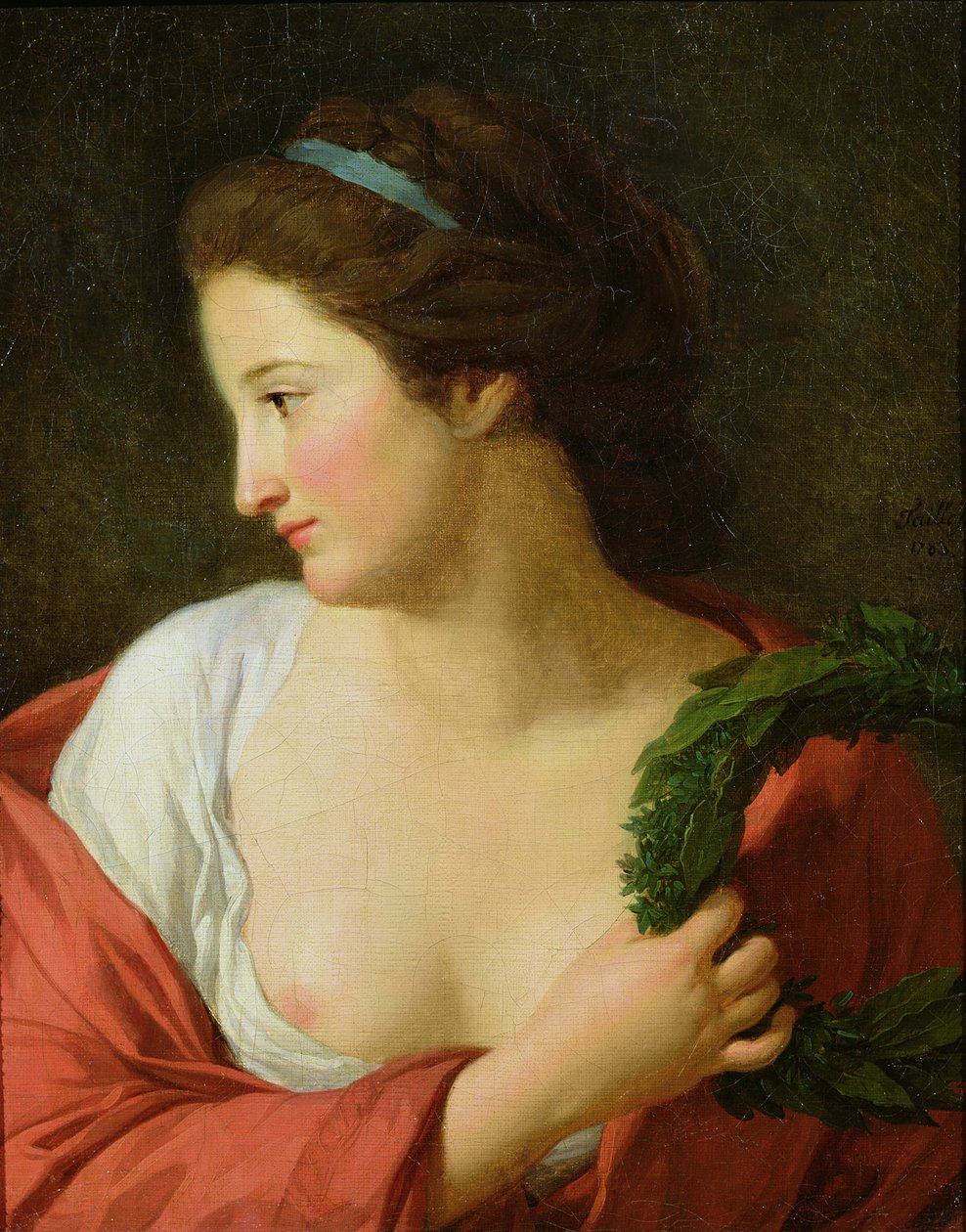 Portret van een jonge dame door Jean Joseph Taillasson