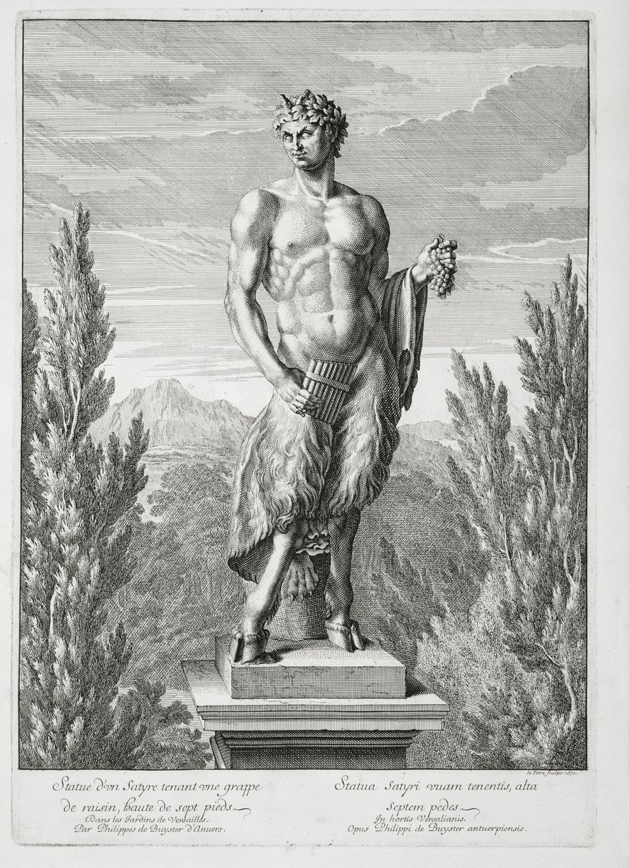 Standbeeld van een Sater die een tros druiven vasthoudt, Versailles, uit 