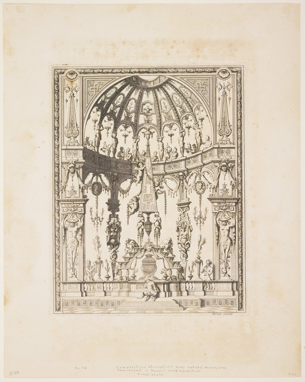 De Satyr Begrafenis uit een serie ontwerpen voor decoratieve panelen, 1670-80 door Jean Lepautre