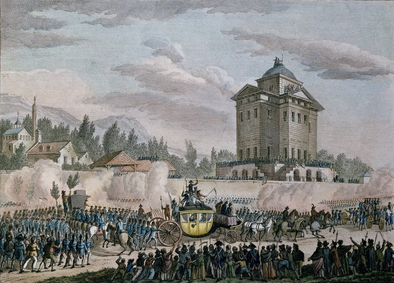 De terugkeer naar Parijs van Lodewijk XVI van Varennes, 26 juni 1791, gegraveerd door Reinier Vinkeles en Daniel Vrydag door Jean Louis the Younger Prieur