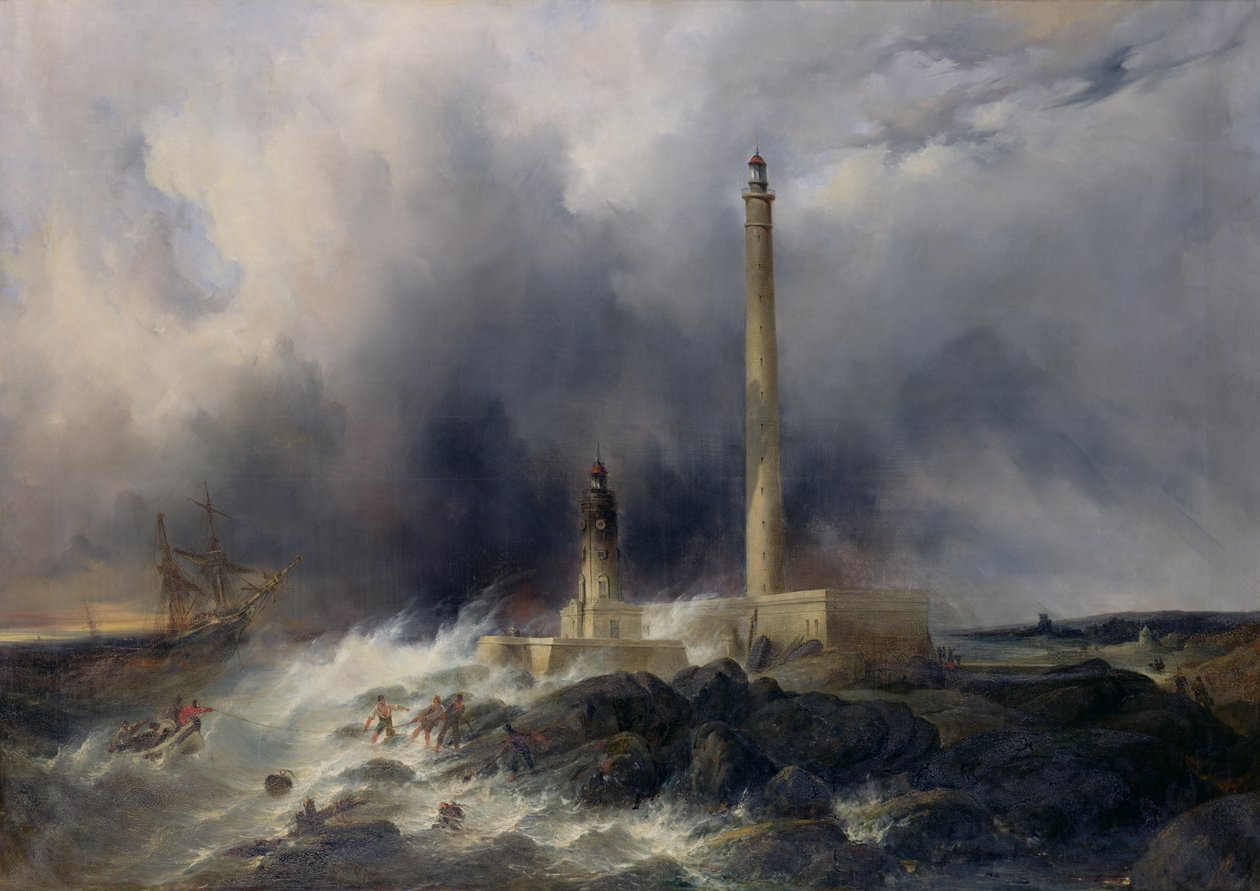 Zicht op de vuurtoren van Gatteville door Jean Louis Petit