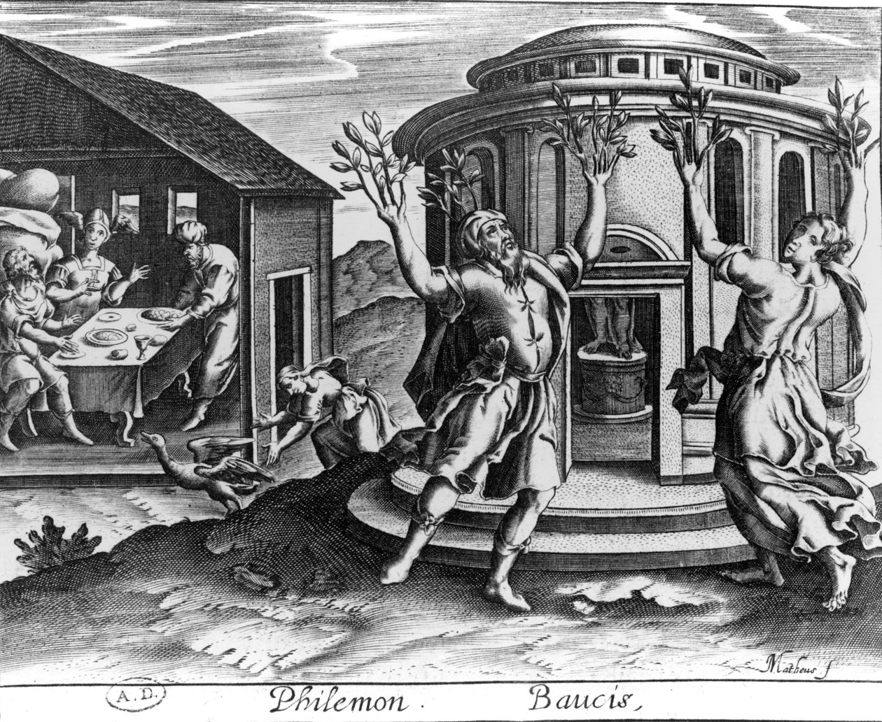 Philemon en Baucis, uit een editie van de Metamorfosen van Ovidius, gepubliceerd in Parijs in 1619 door Jean Matheus