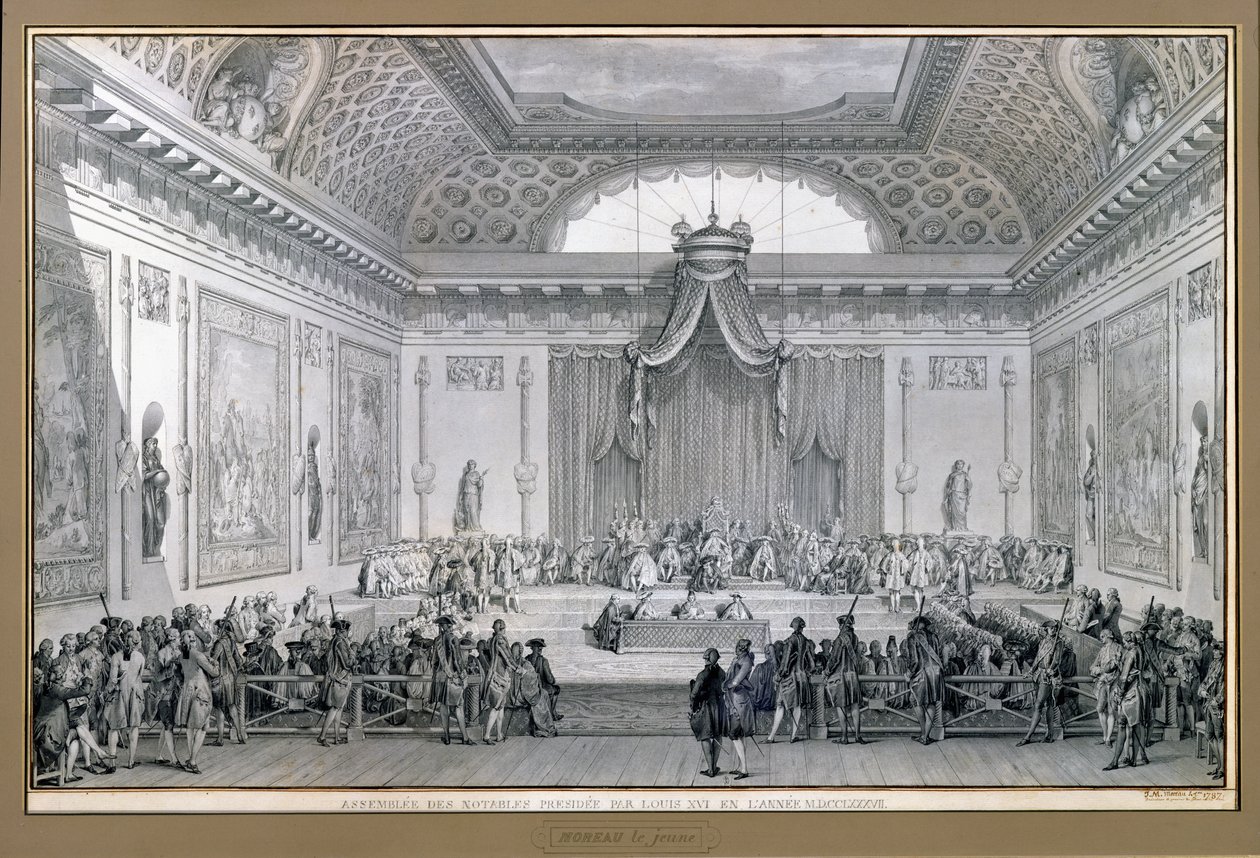 Vergadering van Notabelen voorgezeten door Lodewijk XVI, 1787 door Jean Michel the Younger Moreau