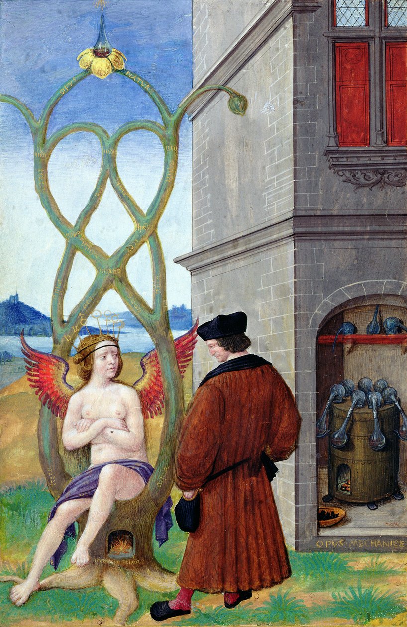Dialoog tussen de alchemist en de natuur, 1516 door Jean Perreal