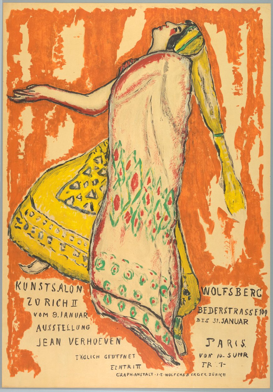 Poster, tentoonstelling Jean Verhoeven, Kunst Salon Wolfburg, ca. 1915 door Jean Verhoeven