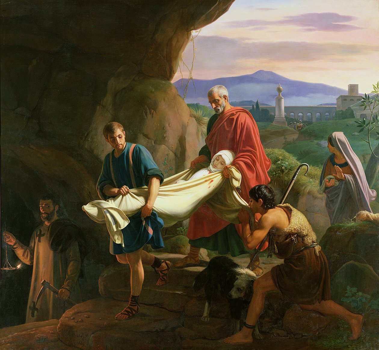 Begrafenis van een Jonge Martelaar in de Catacomben van Rome, 1847 door Jean Victor Schnetz