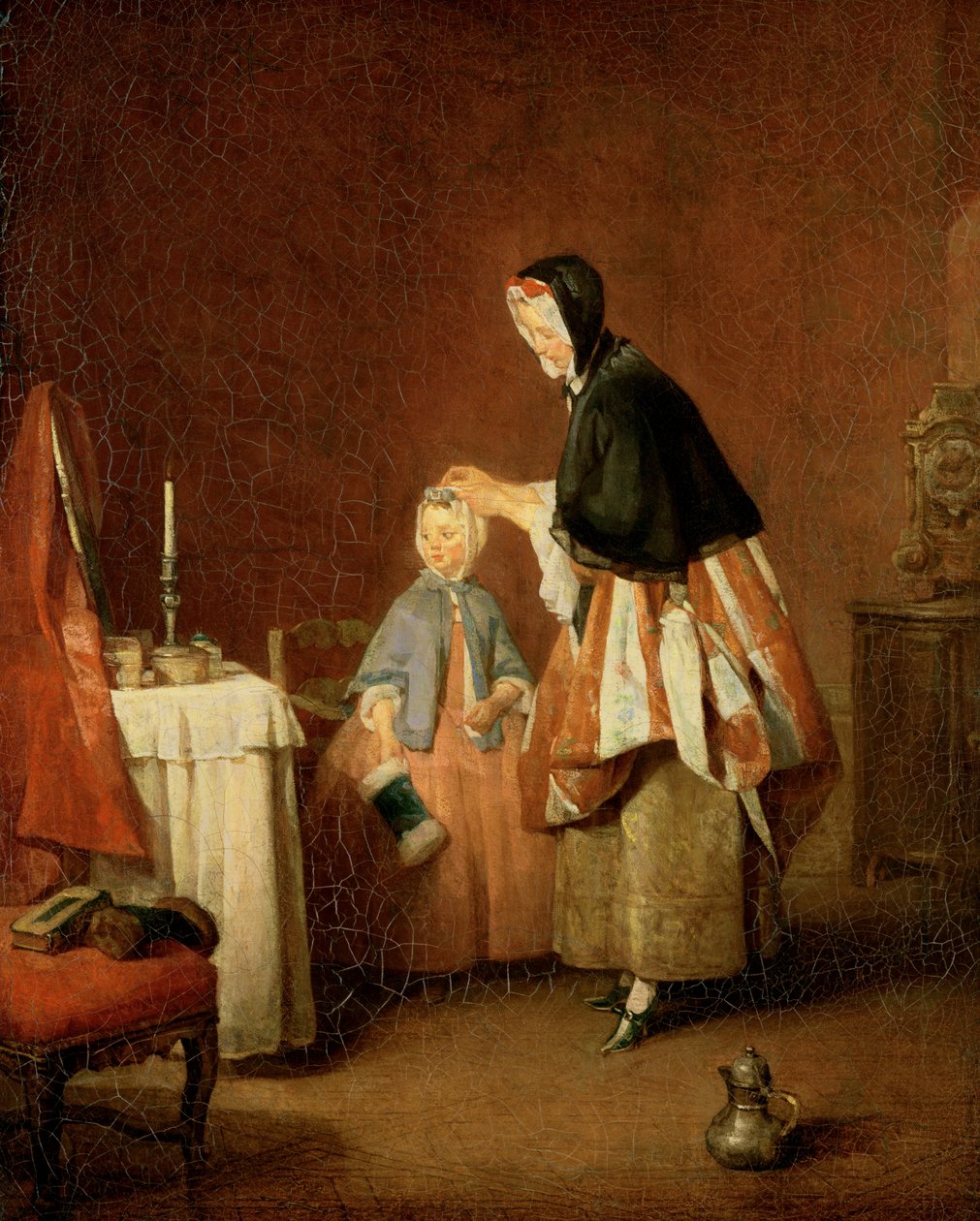 De ochtendtoilet door Jean Baptiste Simeon Chardin