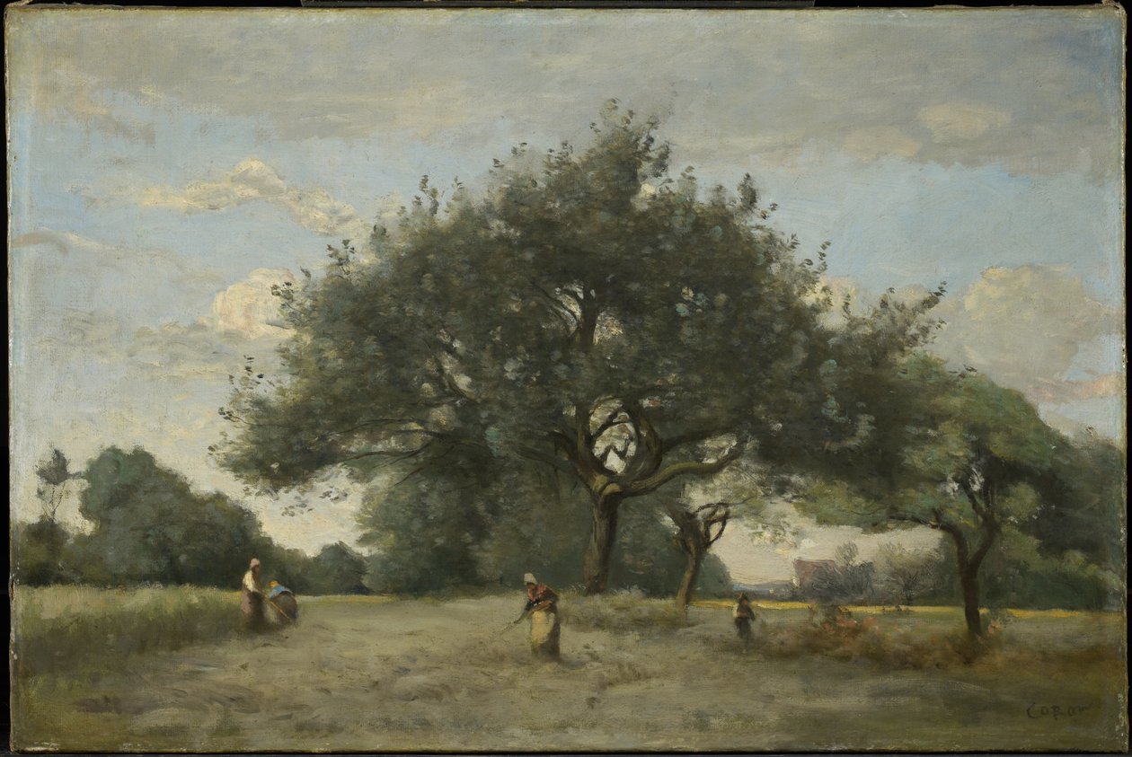 Appelbomen in een veld door Jean-Baptiste-Camille Corot