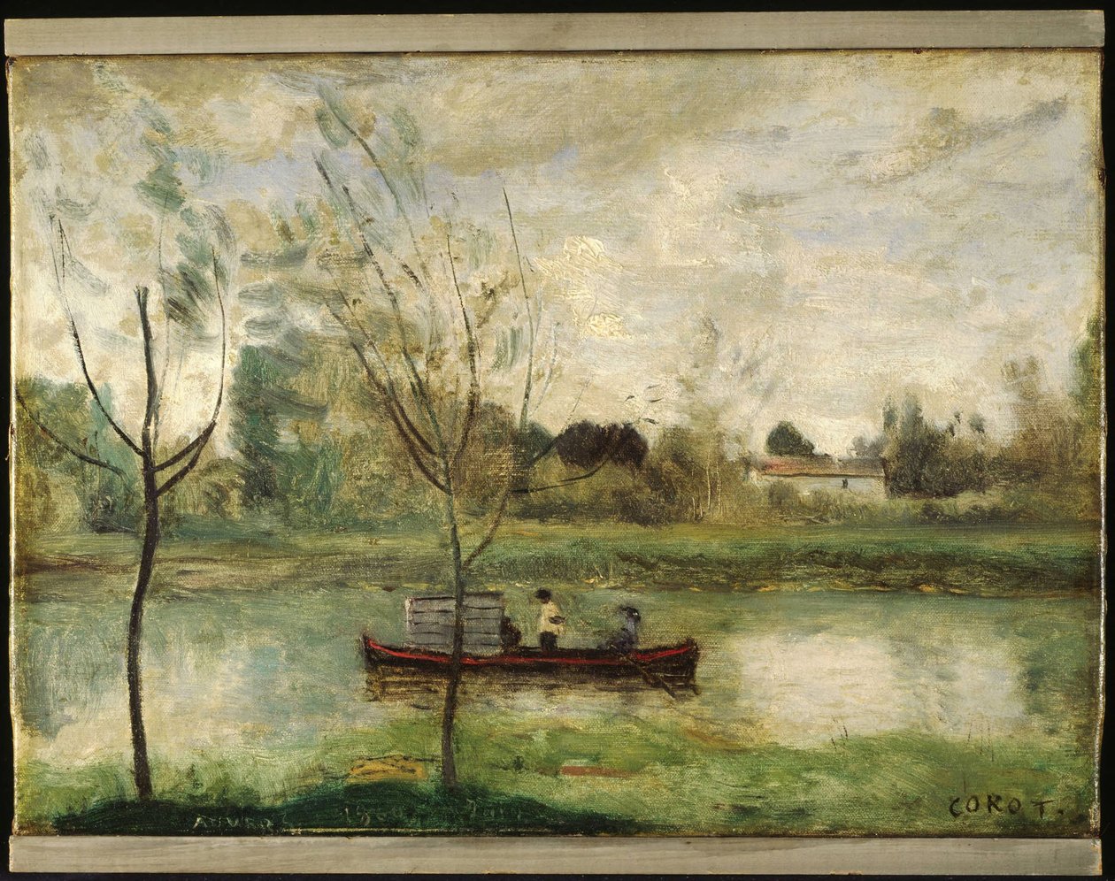 Daubigny werkt aan zijn „Botin“ in de buurt van Auvers-sur-Oise door Jean-Baptiste-Camille Corot