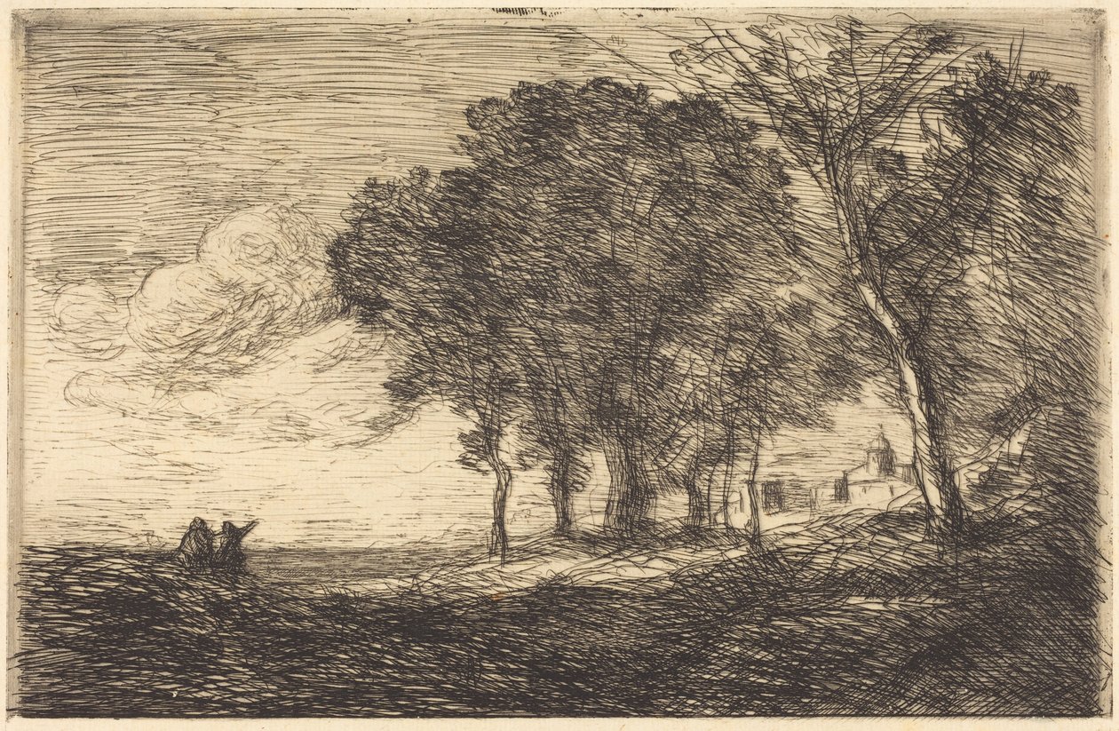 Italiaans landschap (Landschap van Italië) door Jean-Baptiste-Camille Corot