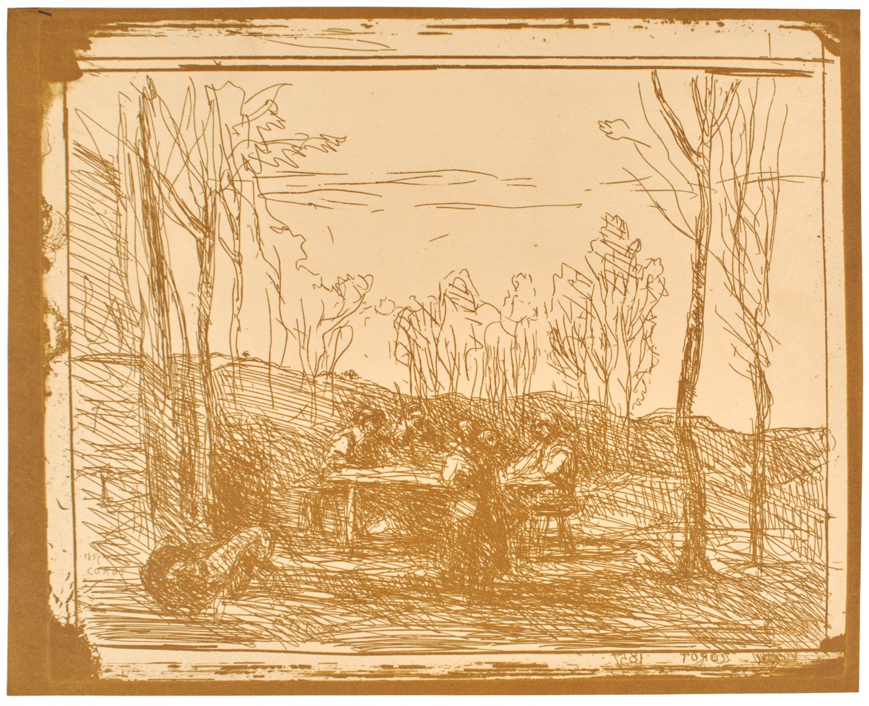 Mittagessen in der Lichtung door Jean-Baptiste-Camille Corot