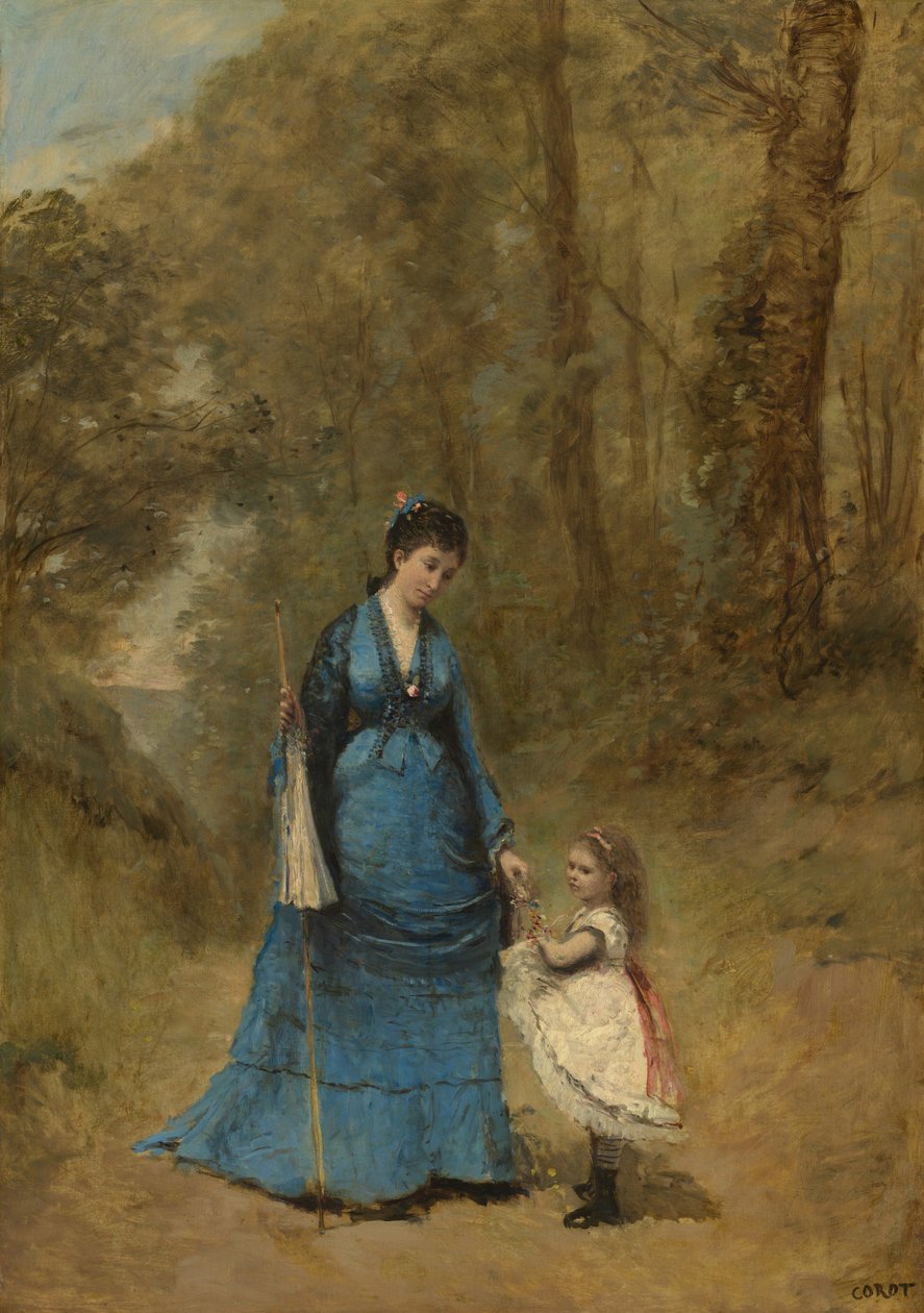 Mevrouw Stumpf en haar dochter door Jean-Baptiste-Camille Corot