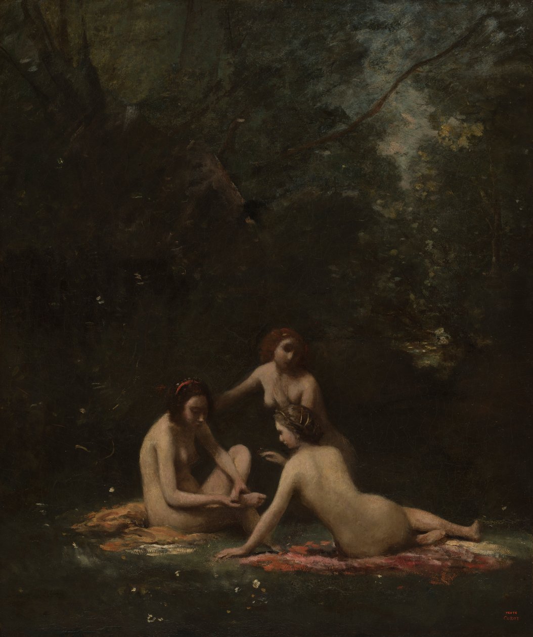 Nimfen verlaten het bad door Jean-Baptiste-Camille Corot