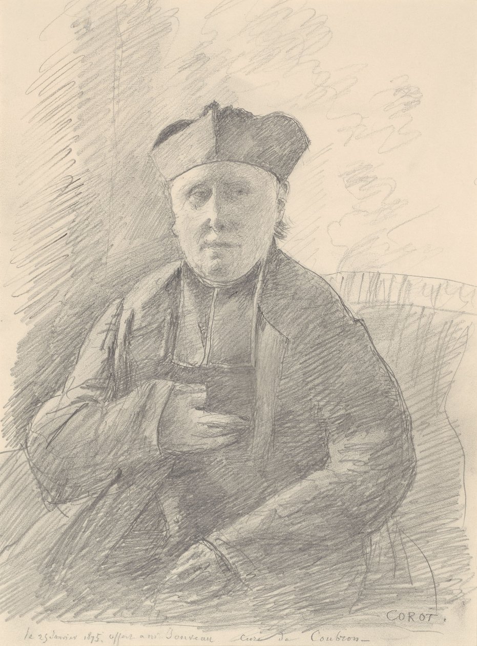 Portret van Abbé Jouveau door Jean-Baptiste-Camille Corot