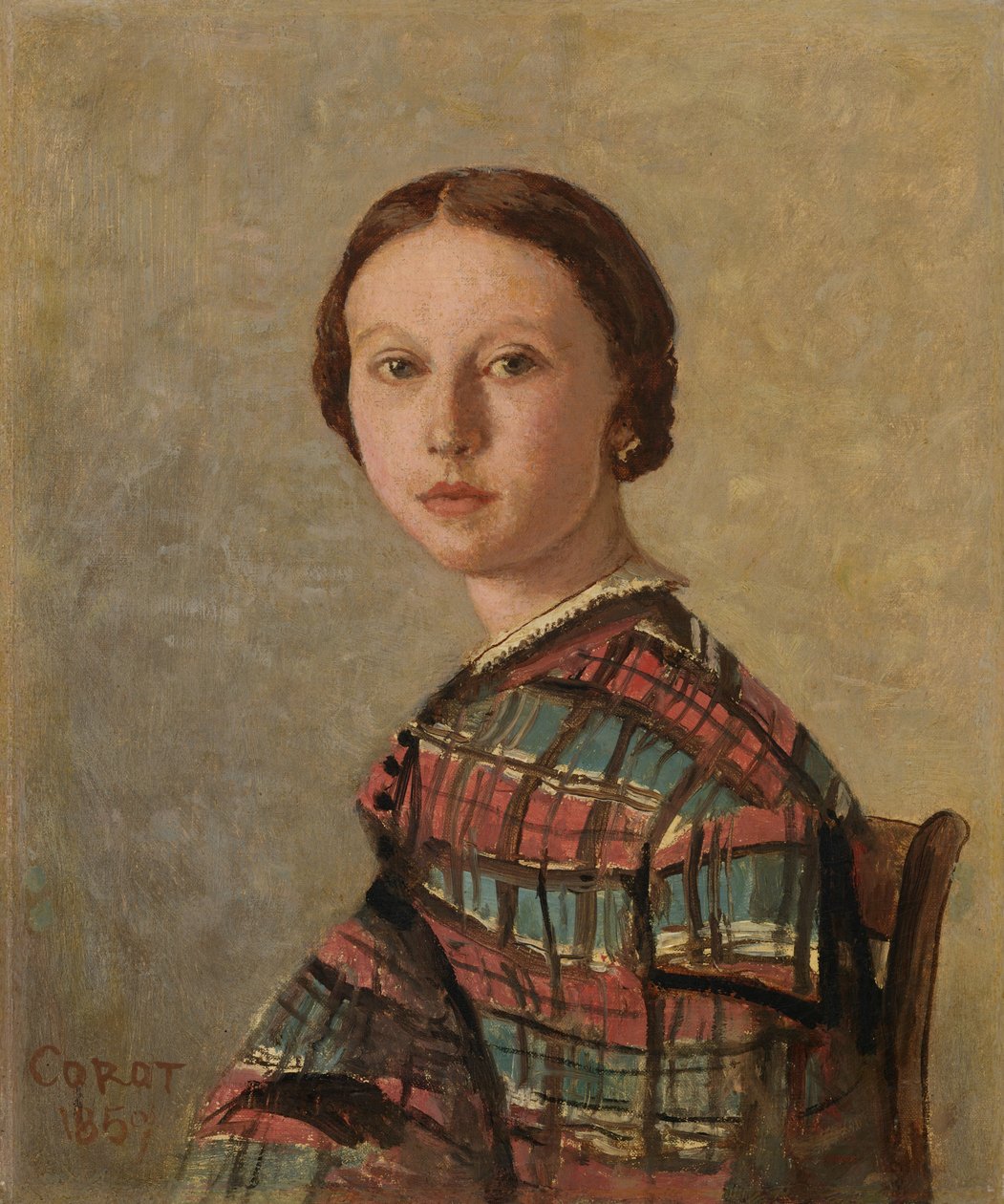 Portret van een jong meisje door Jean-Baptiste-Camille Corot