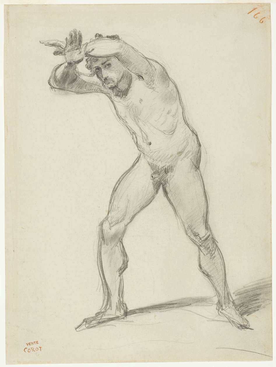 Staande mannelijke naakt door Jean-Baptiste-Camille Corot