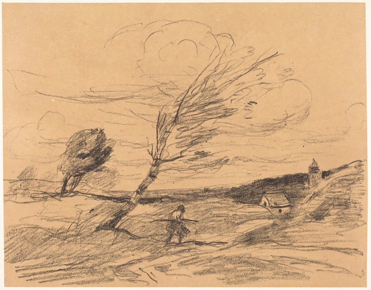 De windvlaag (Le Coup de vent) door Jean-Baptiste-Camille Corot