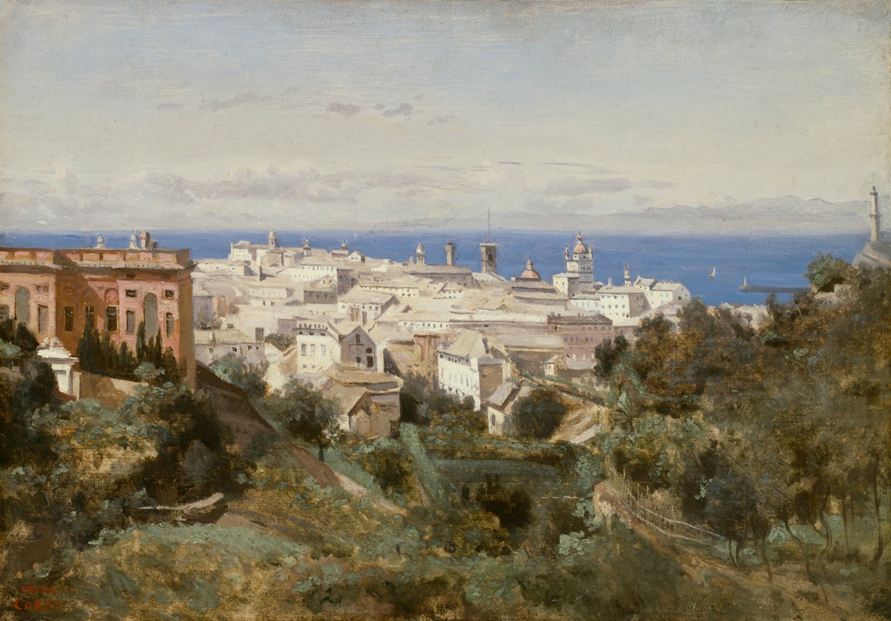 Uitzicht op Genua door Jean-Baptiste-Camille Corot