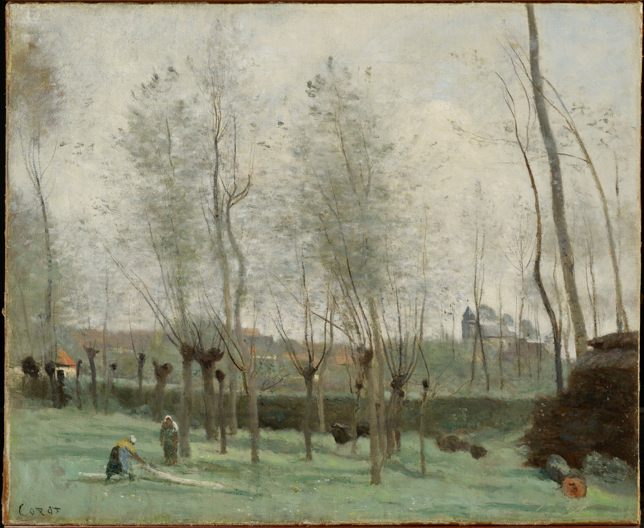 Wasvrouwen in een wilgenbosje door Jean-Baptiste-Camille Corot
