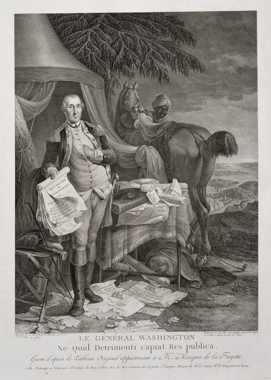 Generaal Washington, Ne Quid Detrimenti capiat Res publica, gegraveerd door Noël Le Mire, c. 1785 door Jean Baptiste (after) Le Paon