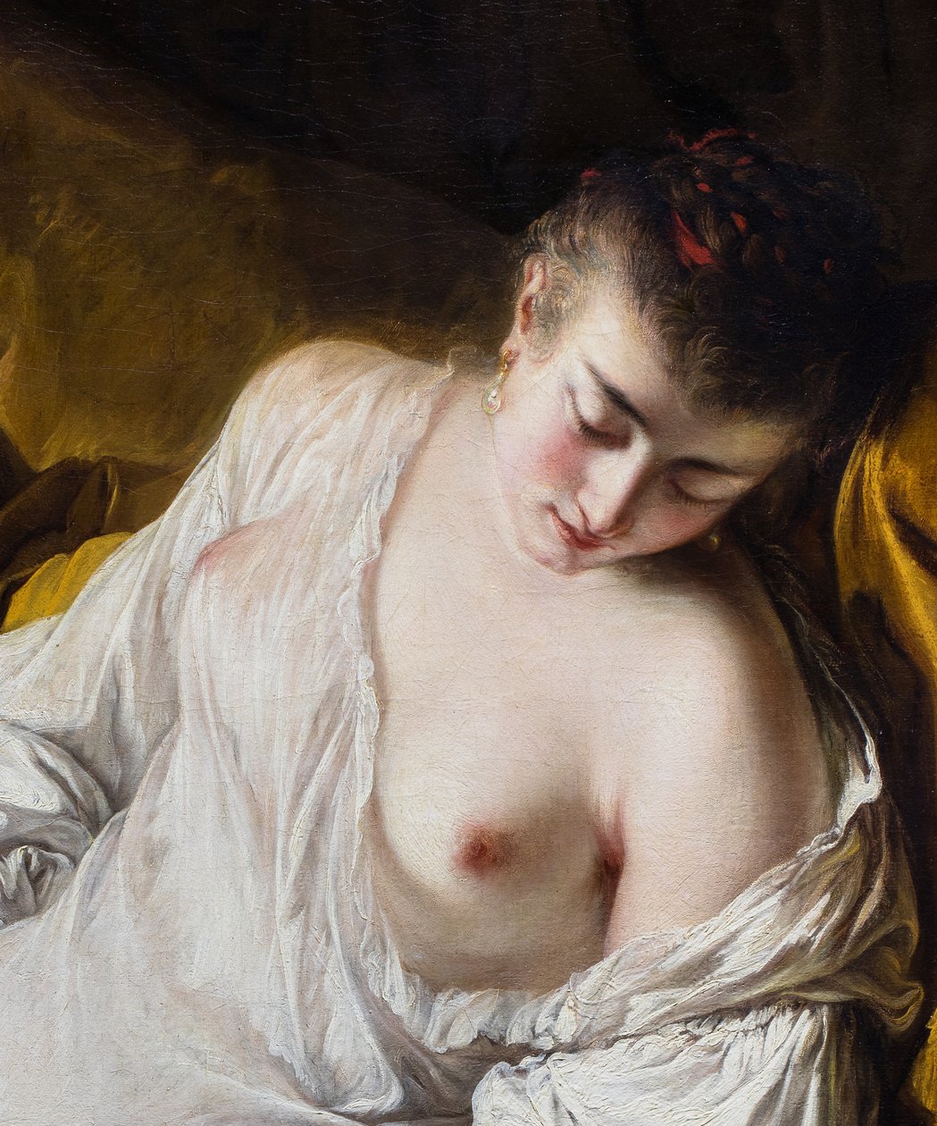 Une femme qui dort ou la Fidelite surveillante (detail), v door Jean Baptiste Deshays
