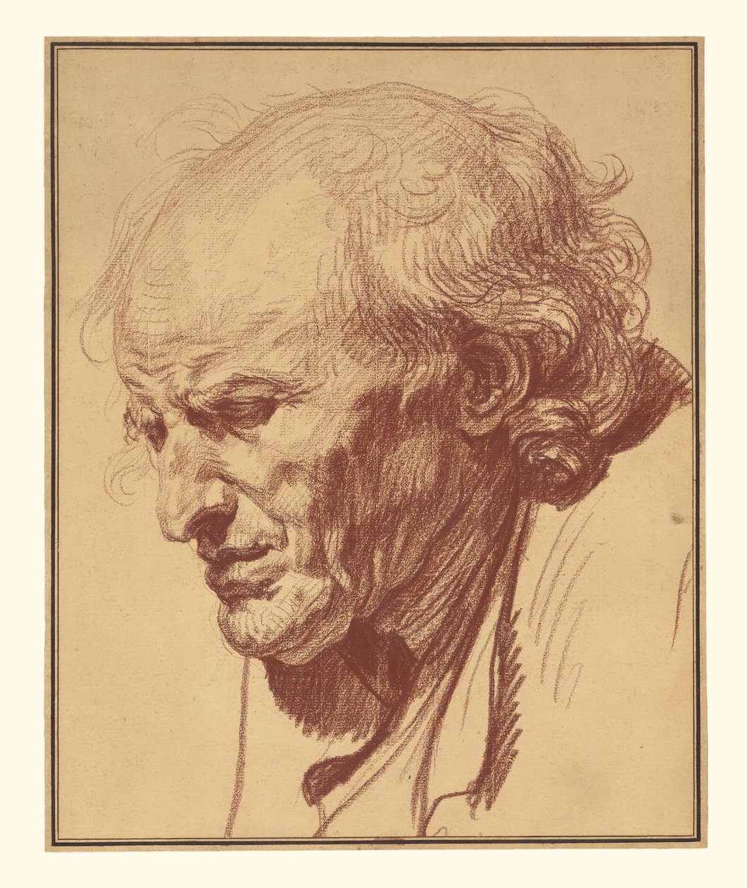 Hoofd van een oude man door Jean-Baptiste Greuze