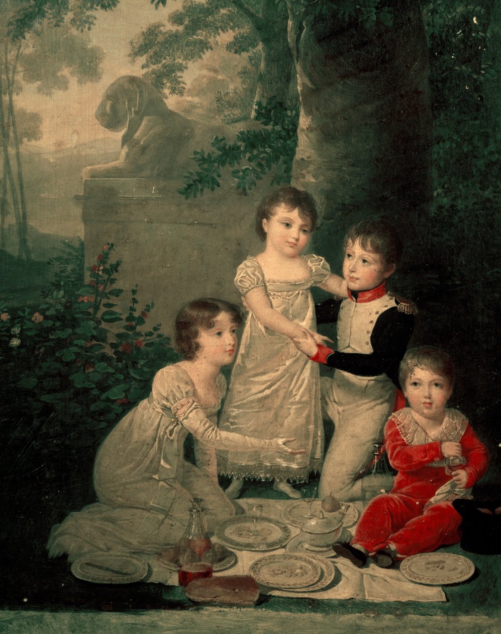 Vier kinderen van Joachim Murat en Caroline Bonaparte (van links, Letizia door Jean Baptiste Isabey