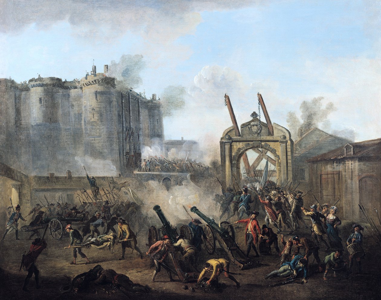 De bestorming van de Bastille op 14 juli 1789 door Jean-Baptiste Lallemand