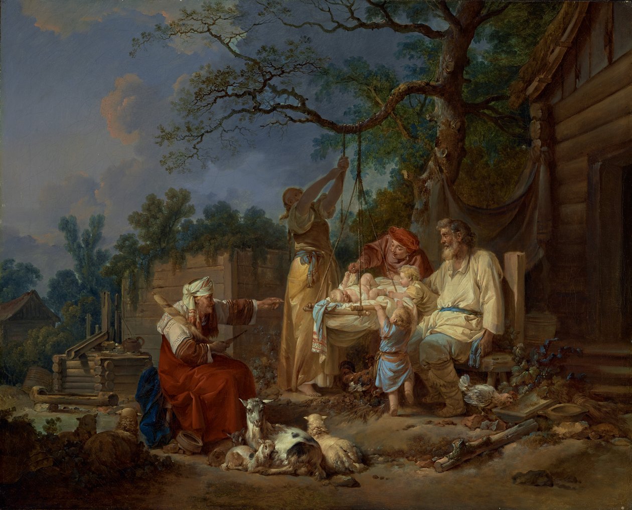 De Russische wieg, ca. 1764-1765 (olieverf op doek) door Jean-Baptiste Le Prince