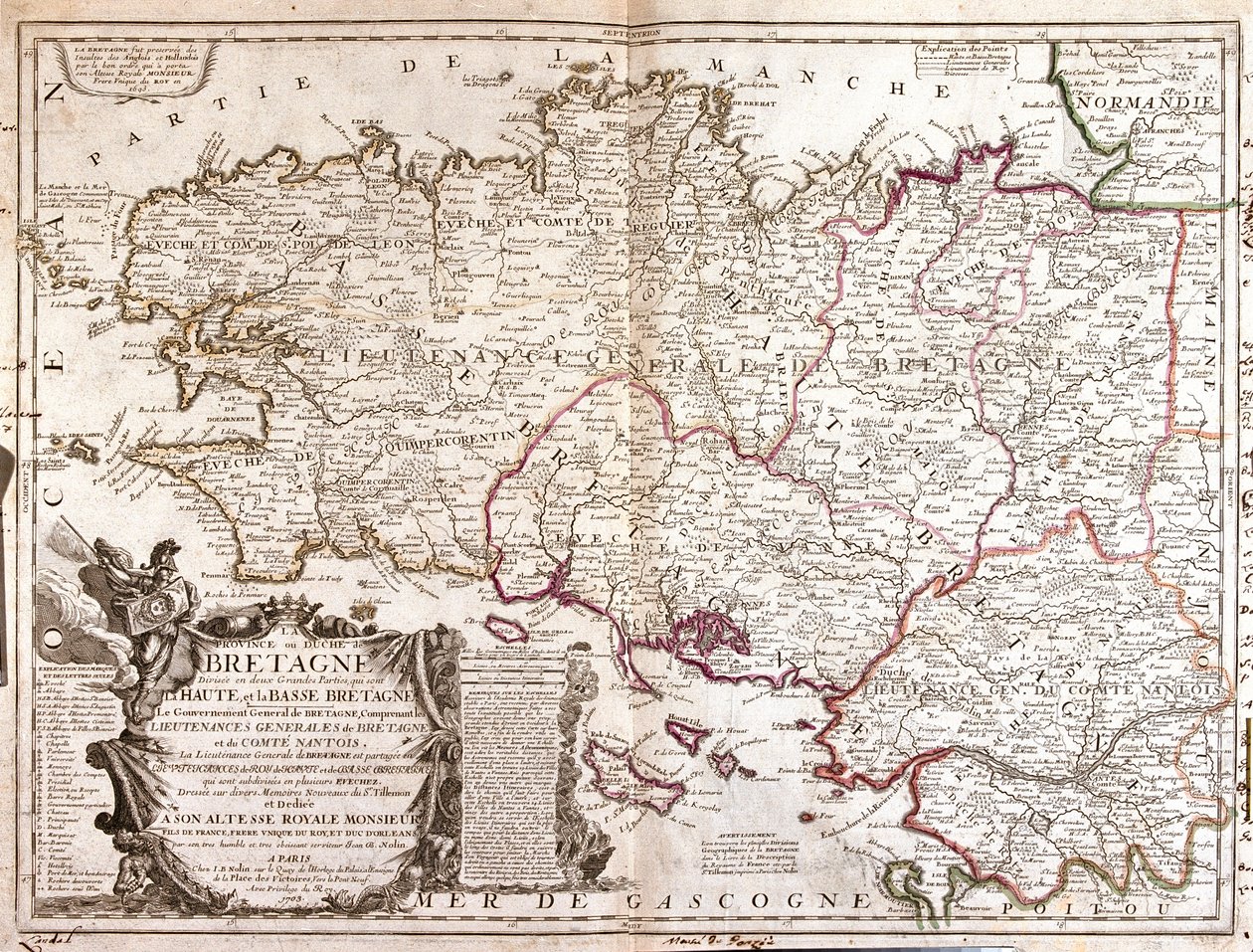 Bretagne, oosten Pays-de-la-Loire, Frankrijk door Jean Baptiste Nolin