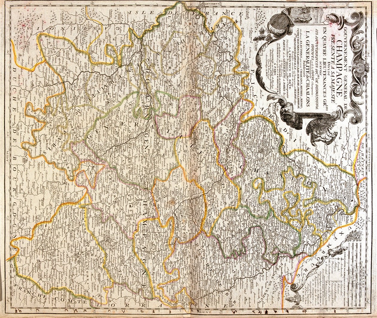 Champagne-Ardenne, Picardië, Lotharingen, Franche-Comté, Bourgondië, Île-de-France, Frankrijk door Jean-Baptiste Nolin