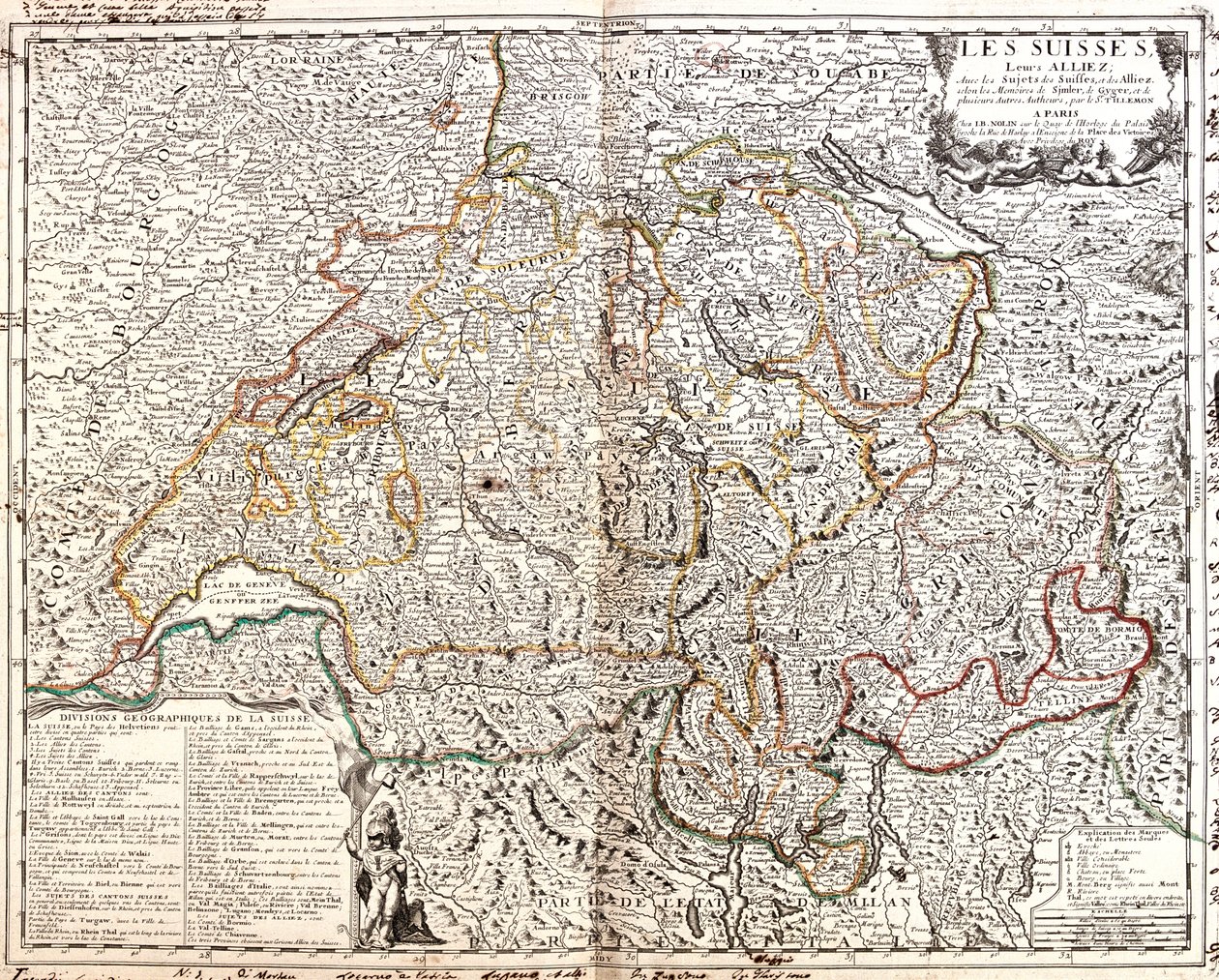 Frankrijk (Regio: Lotharingen, Elzas, Franche-Comté, Rhône-Alpes), Zwitserland, Duitsland (deelstaat: Baden-Württemberg, Beieren), Liechtenstein, Oostenrijk (deelstaat: Voralberg), Italië (Regio: Lombardije, Piemonte, Aostadal) door Jean-Baptiste Nolin