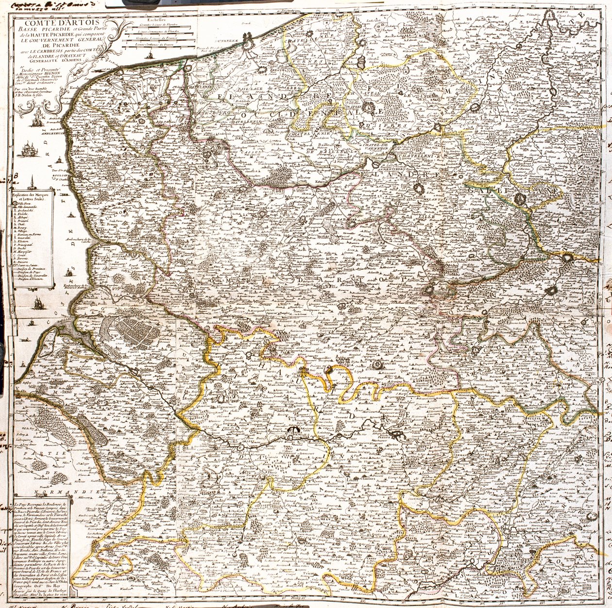 Frankrijk (Regio: Nord-Pas-de-Calais, Haute-Normandie, Picardië) België (Regio: Vlaanderen) door Jean Baptiste Nolin