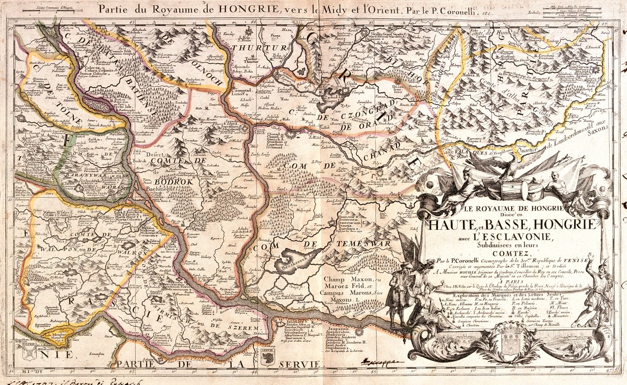 Hongarije (districten: Somogy, Baranya, Tolna, Bács-Kiskun, Csongrád, Békés), Roemenië (districten: Arad, Alba, Hunedoara, Timi, Cara-Severin), Noord-Servië, Kroatië (districten: Vukovar-Syrmia, Osijek-Baranja, Brod-Posavina). door Jean-Baptiste Nolin