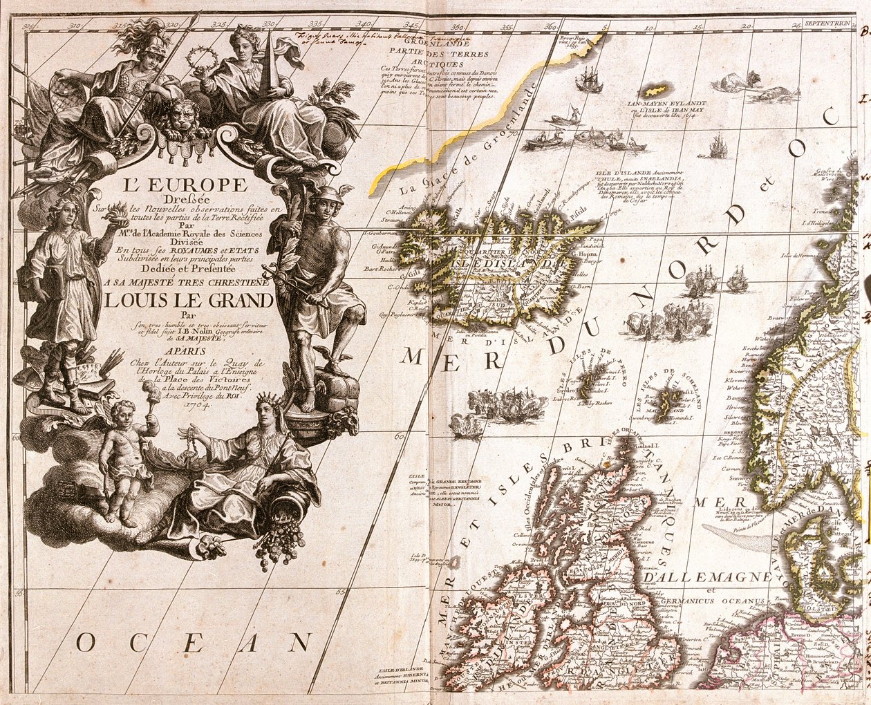 Eiland, Ierland en groot deel van Groot-Brittannië (uitgezonderd het zuiden) door Jean Baptiste Nolin