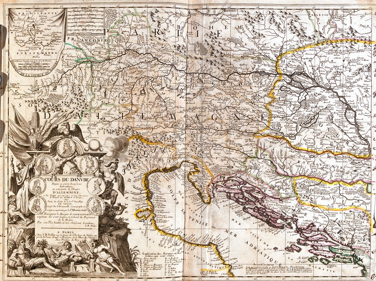 Zuidoost-Duitsland, Zuid-Tsjechië, Oostenrijk, West-Slowakije, West-Hongarije, Slovenië, Kroatië, Bosnië en Herzegovina door Jean Baptiste Nolin