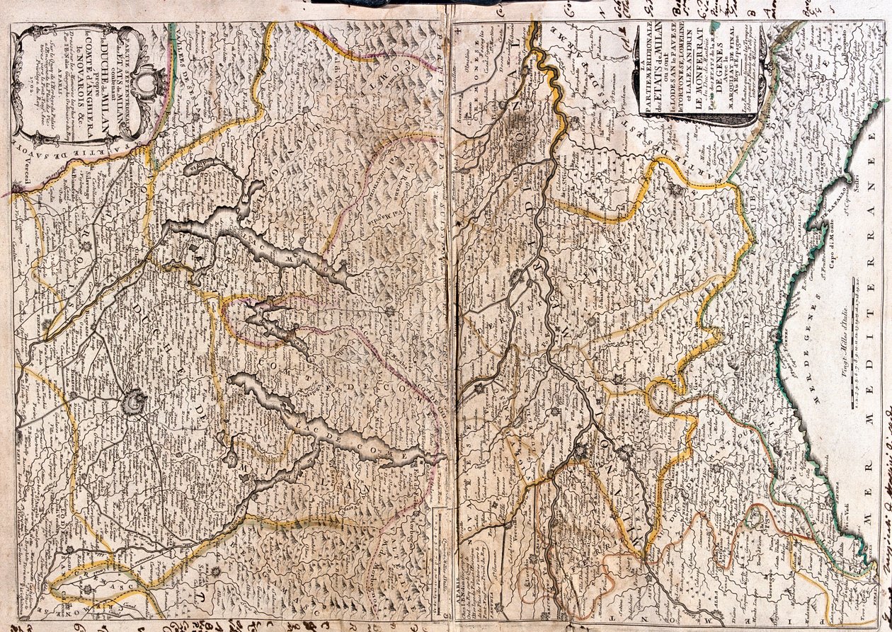 a) Italië (Regio: oost Piëmont, zuid Lombardije, west Emili-Romagna, oost-centraal Ligurië) b) Zwitserland (Kanton: Ticino), Italië (Regio: oost Piëmont, Lombardije) door Jean-Baptiste Nolin