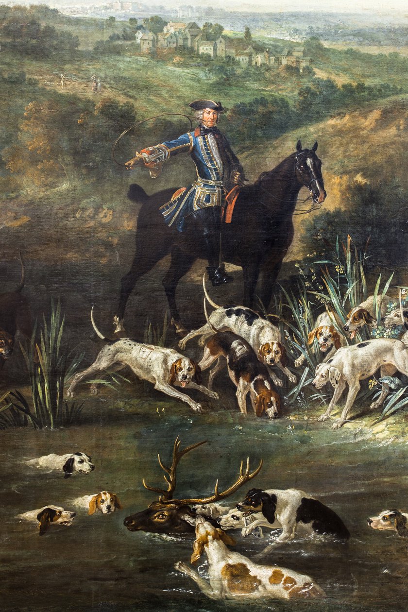 Lodewijk XV op hertenjacht in het bos van Saint-Germain,1730 (olieverf op doek) door Jean-Baptiste Oudry