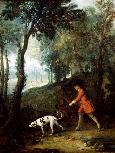 De jager met een tufter aan een lijn, c.1727 door Jean Baptiste Oudry