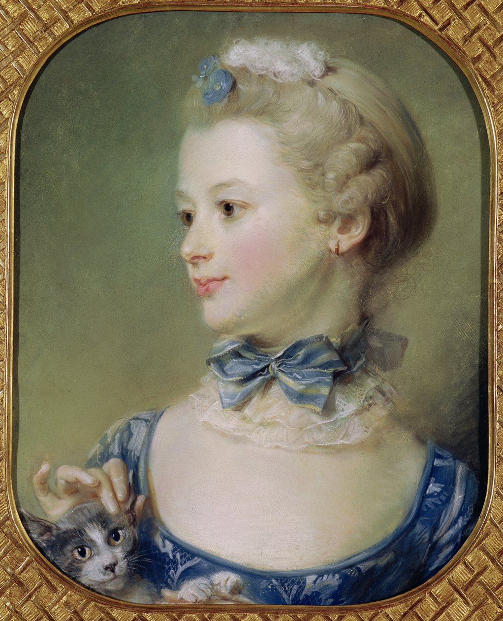 Jong Meisje met een Kat door Jean Baptiste Perronneau