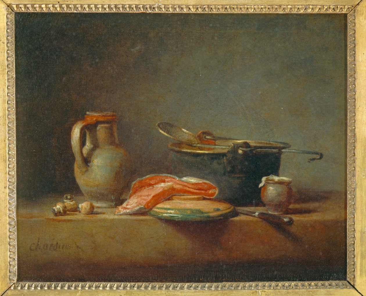La marmite de cuivre - Stilleven met koperen pot ... door Jean Baptiste Simeon Chardin