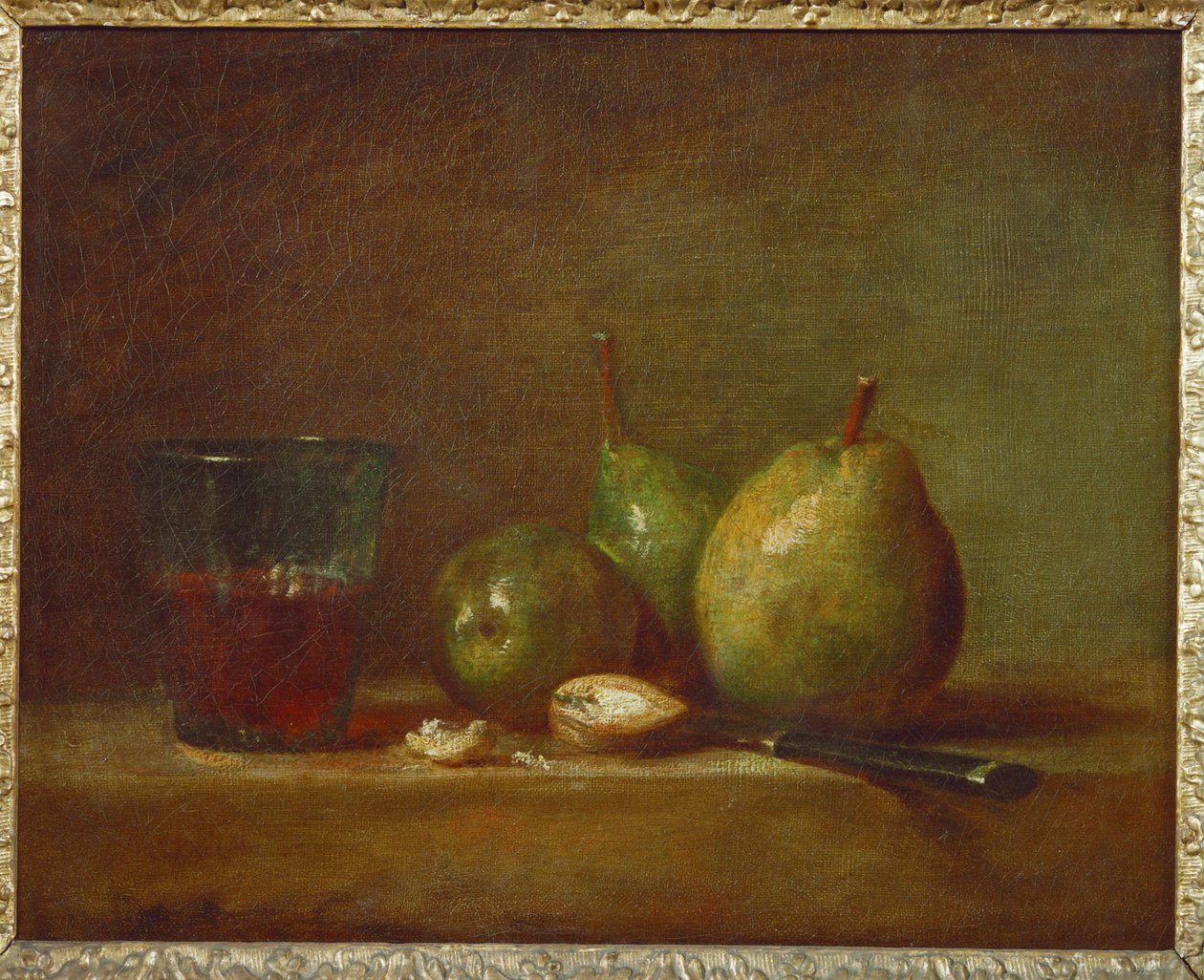 Peren en een kop wijn ... door Jean Baptiste Simeon Chardin