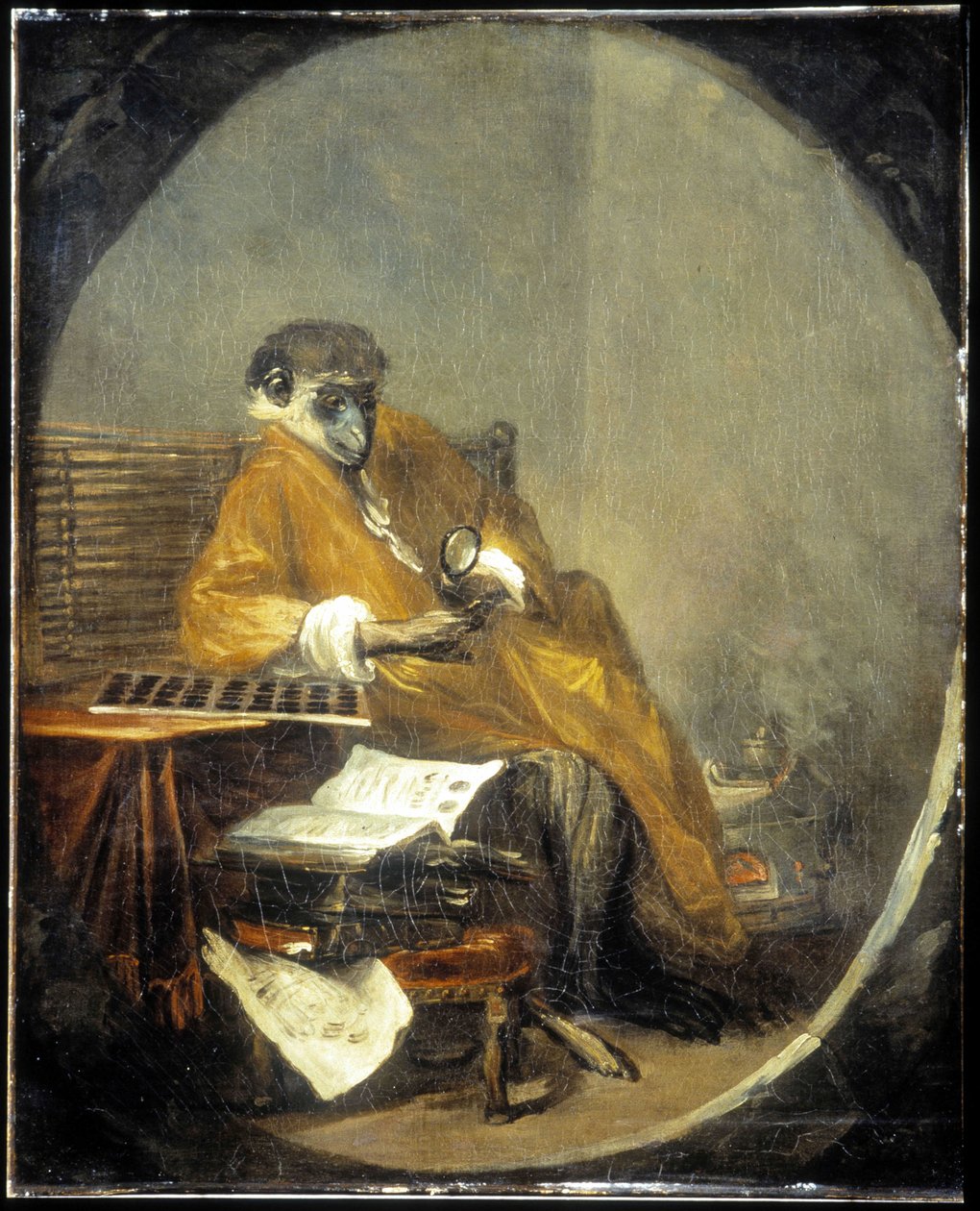 De aap - door J.B. Chardin door Jean Baptiste Simeon Chardin