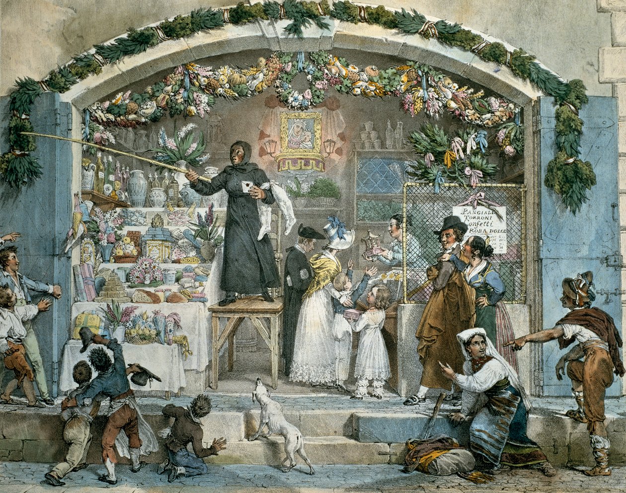 Befana in Rome, prent door Jean-Baptiste Thomas door Jean Baptiste Thomas