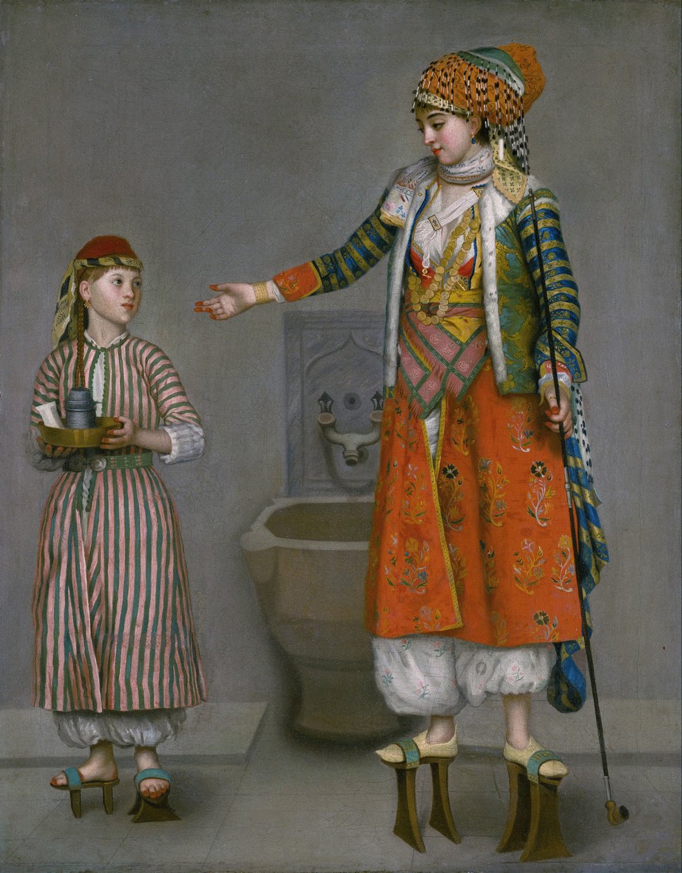 Een dame in Turkse kleding en haar dienaar door Jean-Étienne Liotard