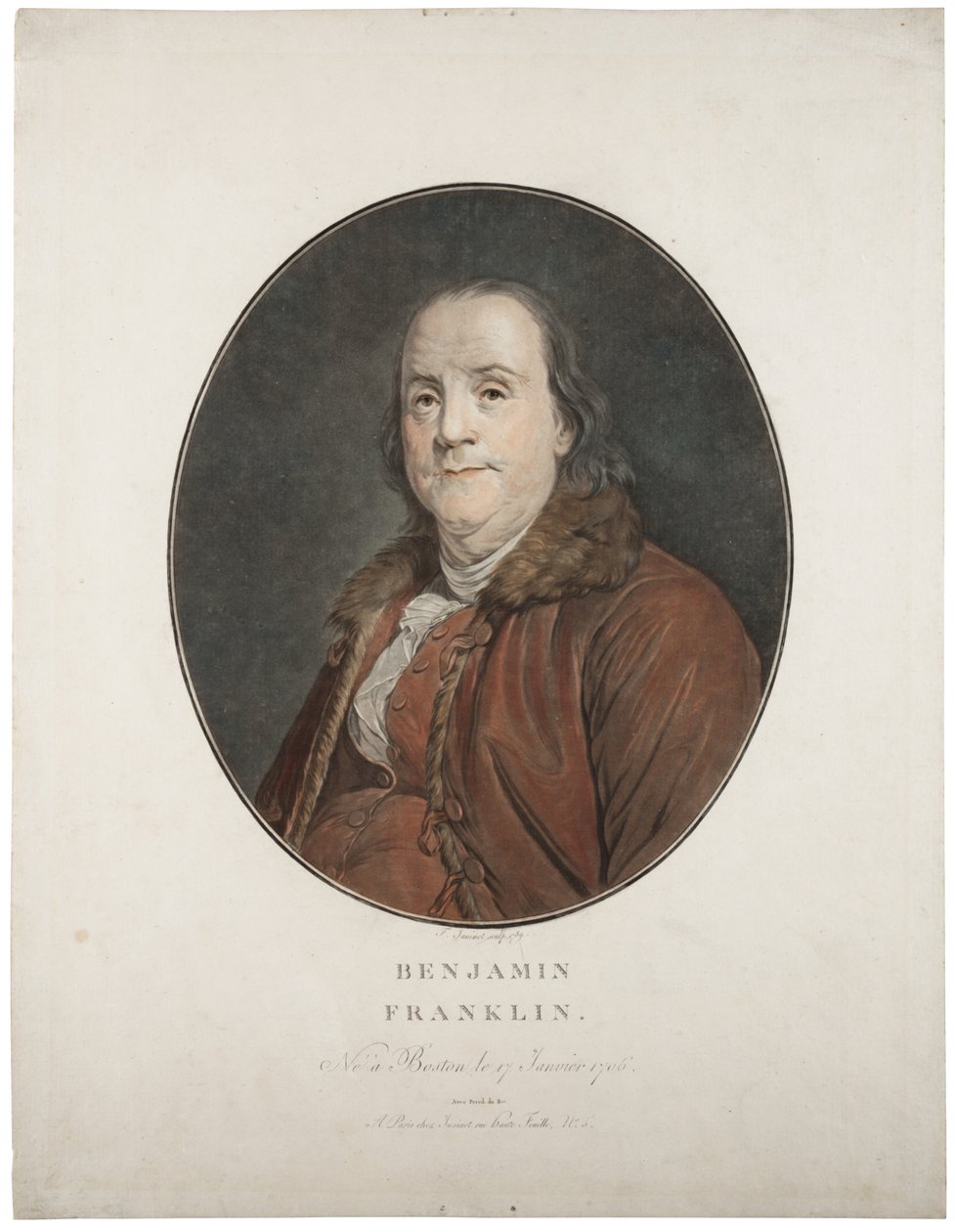 Benjamin Franklin, c.1789 door Jean Francois Janinet