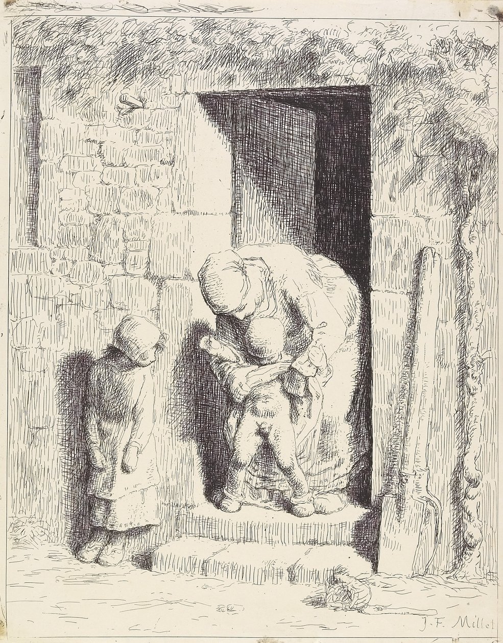 De moederlijke voorzorg door Jean Francois Millet