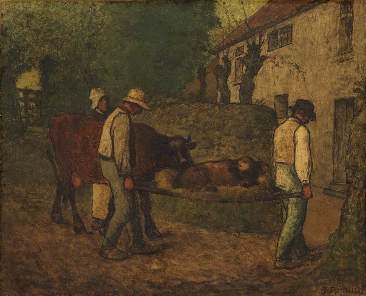 Het in de velden geboren kalf naar huis brengen door Jean-Francois Millet