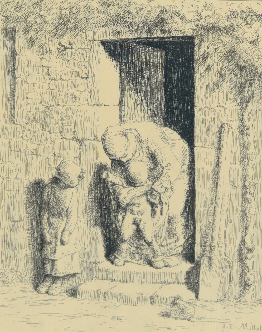 Voorzorgsmaatregelen voor moeders door Jean-Francois Millet